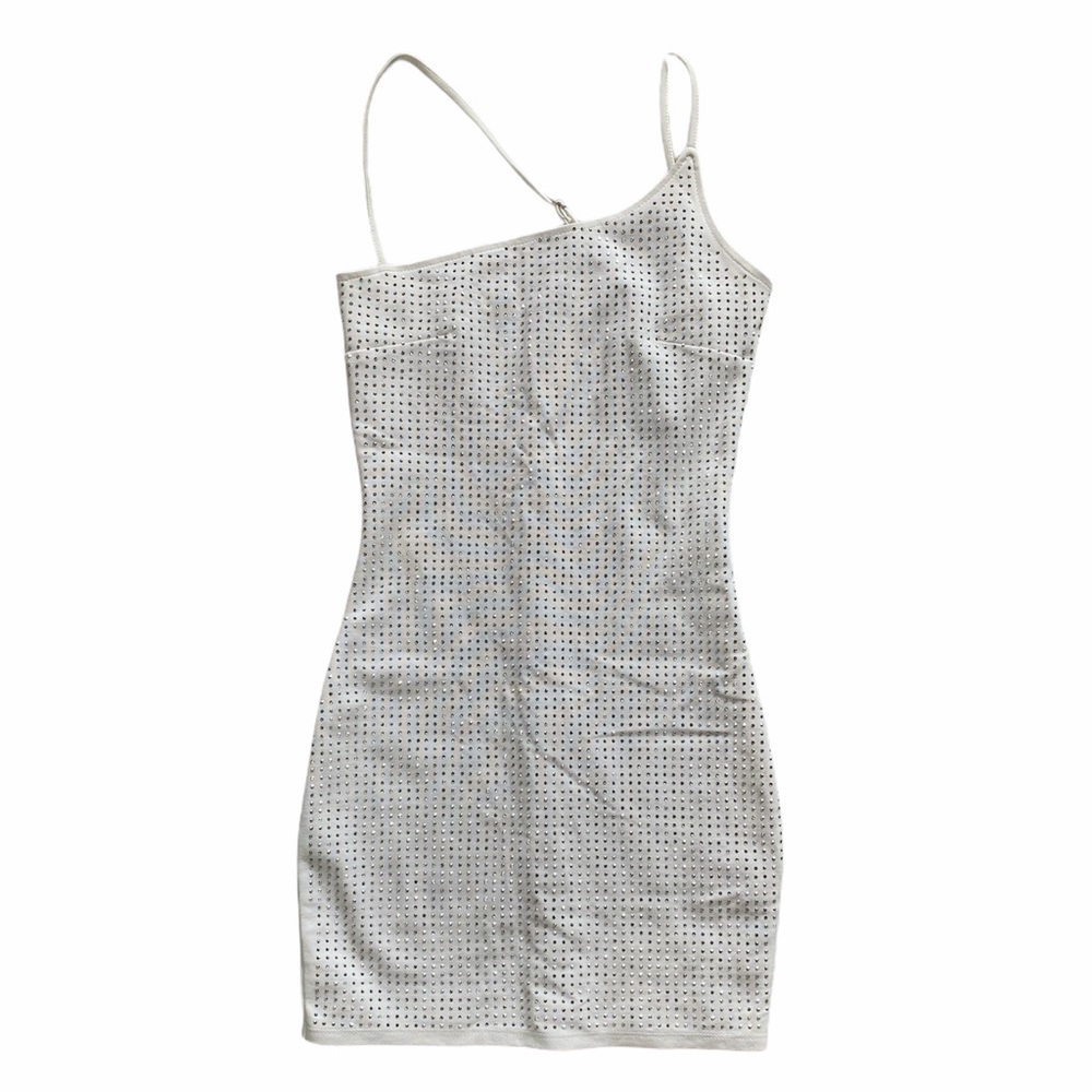 Fashion Nova Silver Stud White Dress